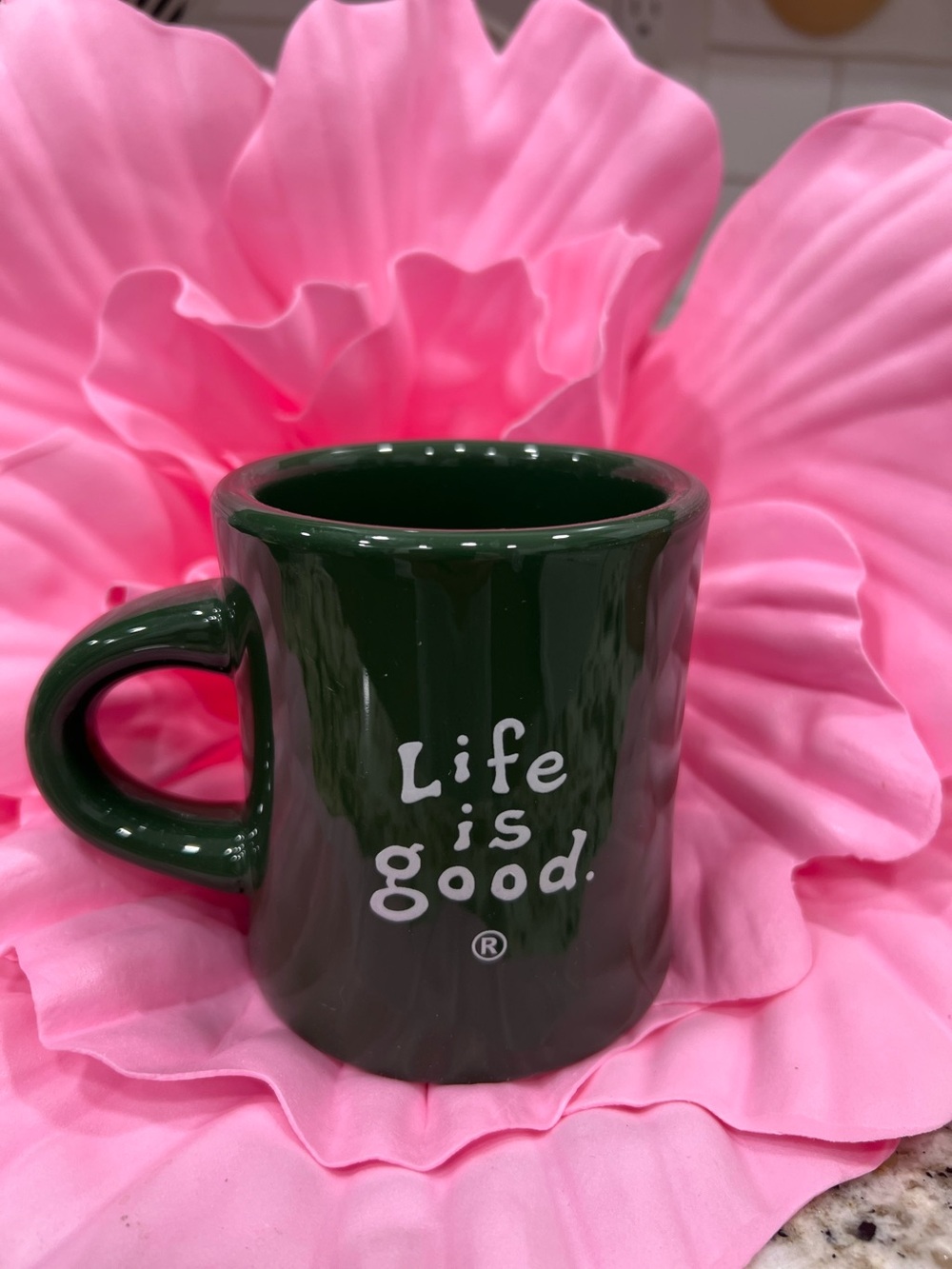 Life is Good Hunter Green Coffee Mug New no box